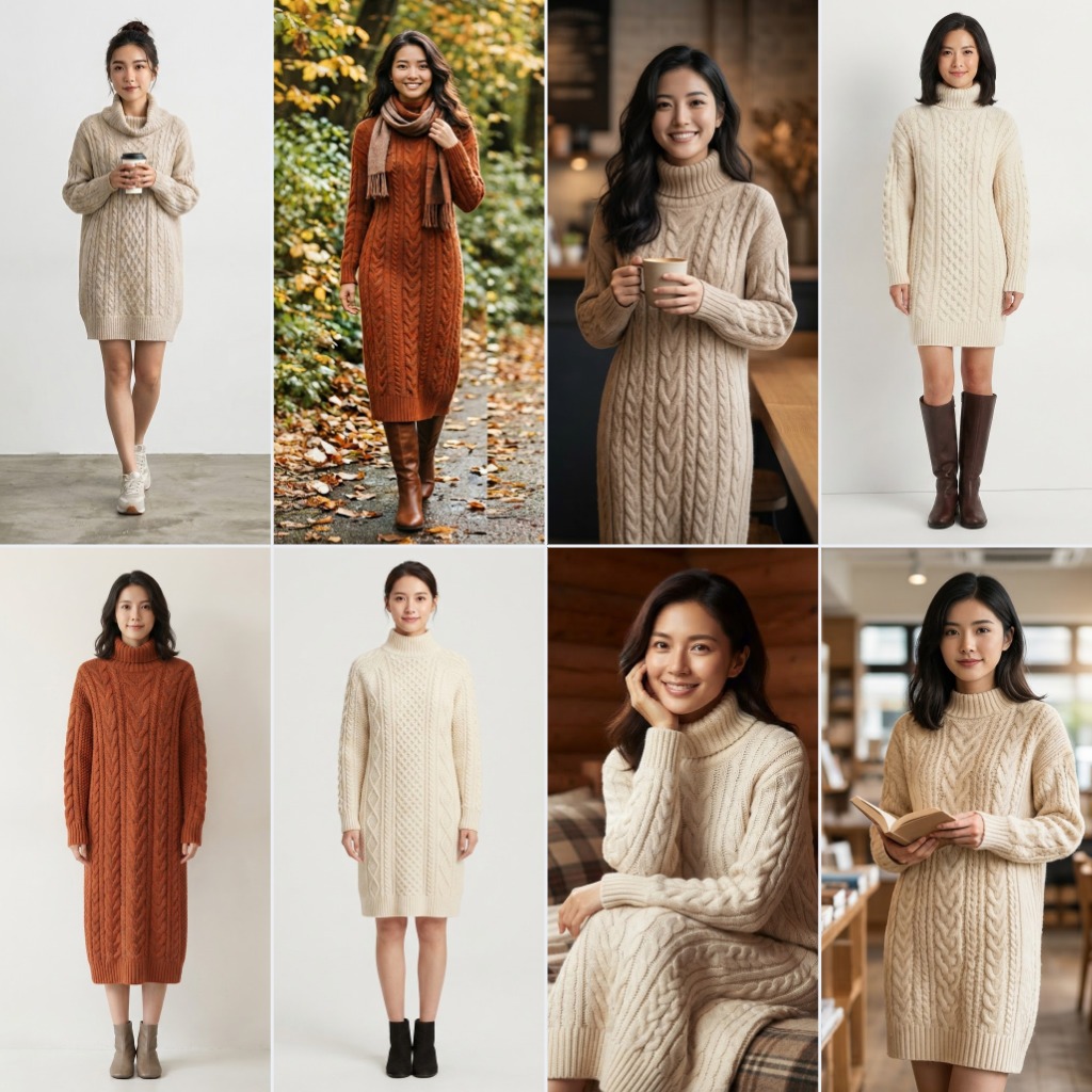 麻花針織洋裝-Cable knit dress