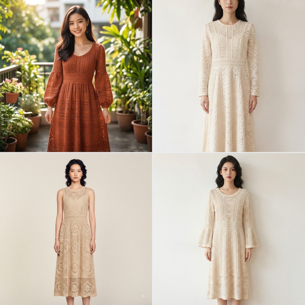 鏤空針織洋裝-Open Work / Pointelle knit dress