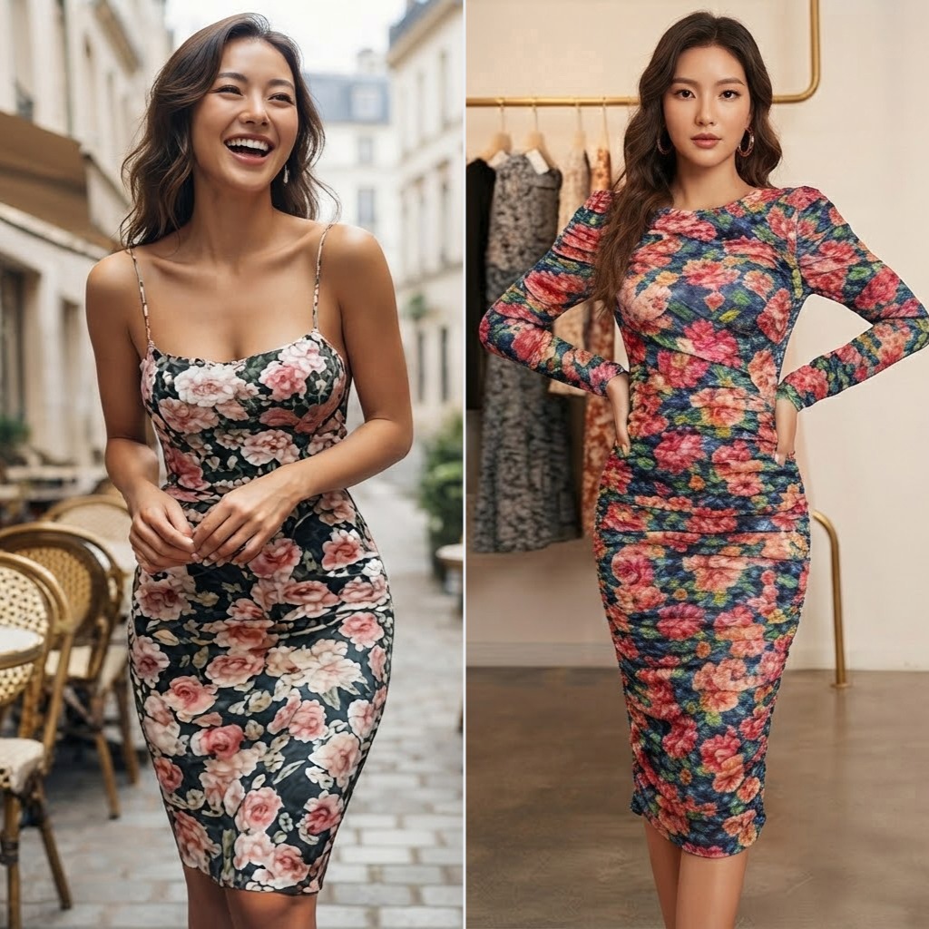印花絲料洋裝-floral dress