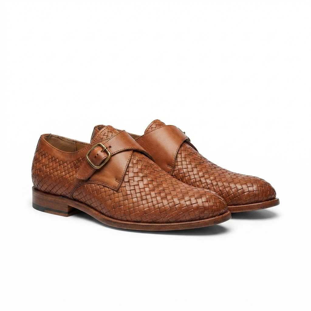 編織皮革孟克鞋-monk strap shoes