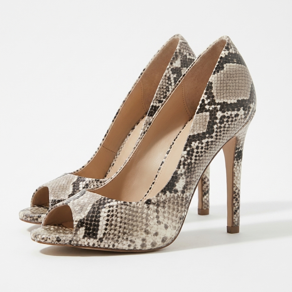 印花皮革高跟鞋-pointed toe pumps