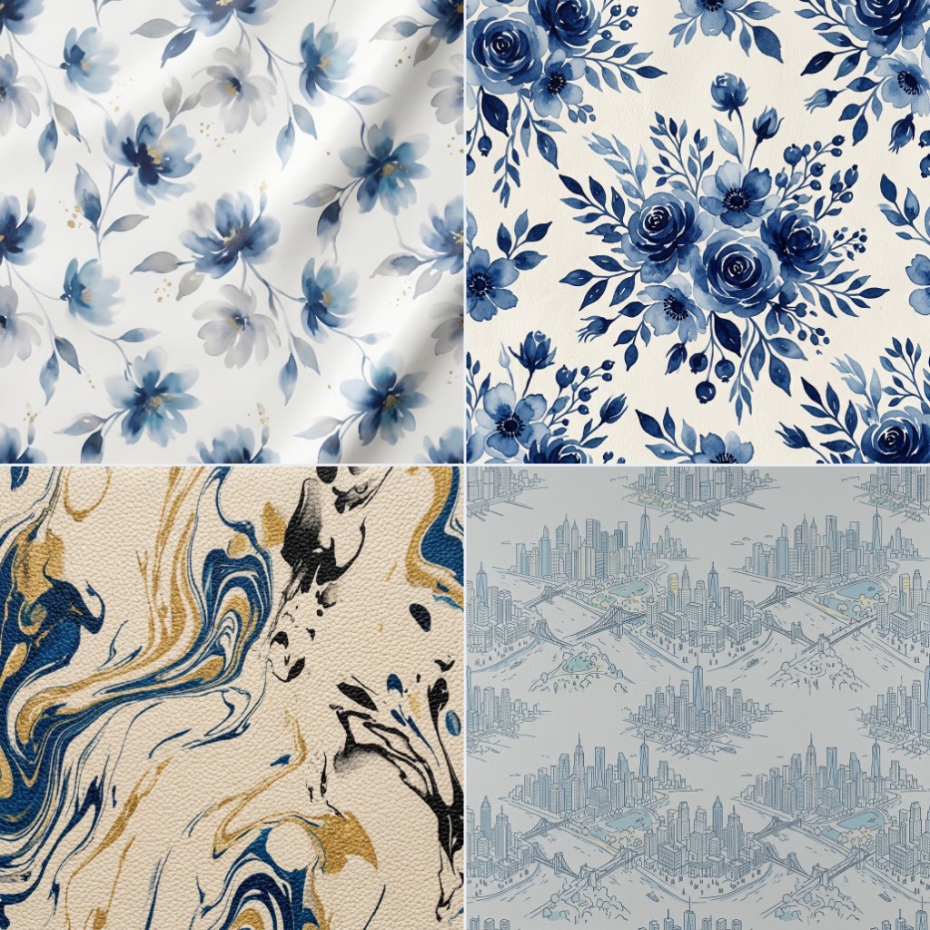 藍金大理石紋荔枝皮-Marble-patterned pebbled leather with gold foil